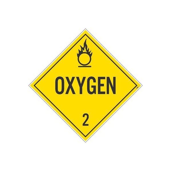 Nmc Oxygen 2 Dot Placard Sign, Pk100, Material: Unrippable Vinyl DL7UV100 - main
